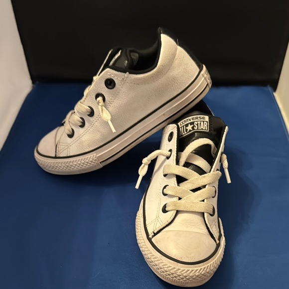 Converse Other - Converse White and Black Sneakers Classic leather upper Design kids size one